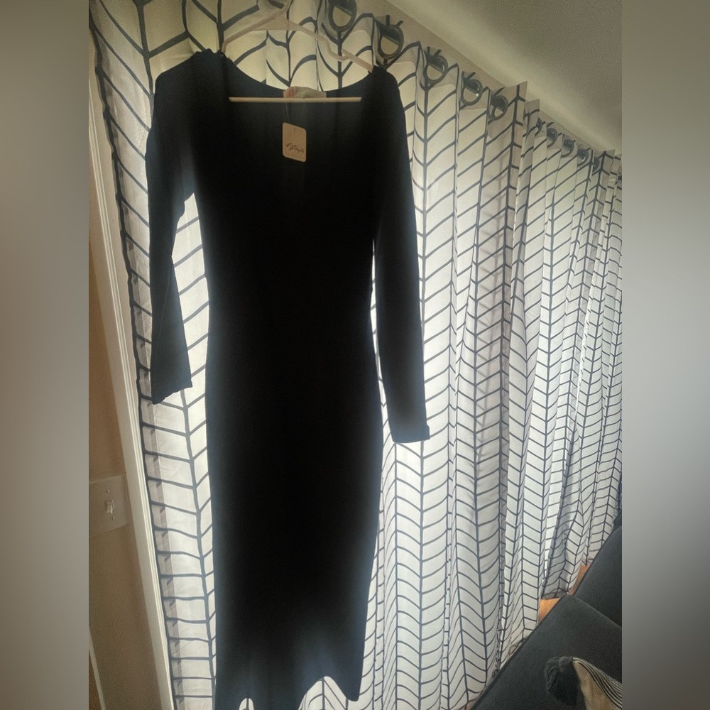 Free people maxi long sleeve black dress size small